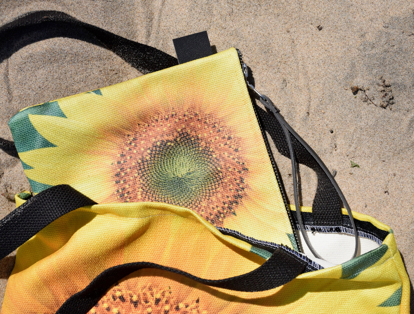 Sunflower Wristlet Bag - Canvas Sunflower Wristlet Handbag