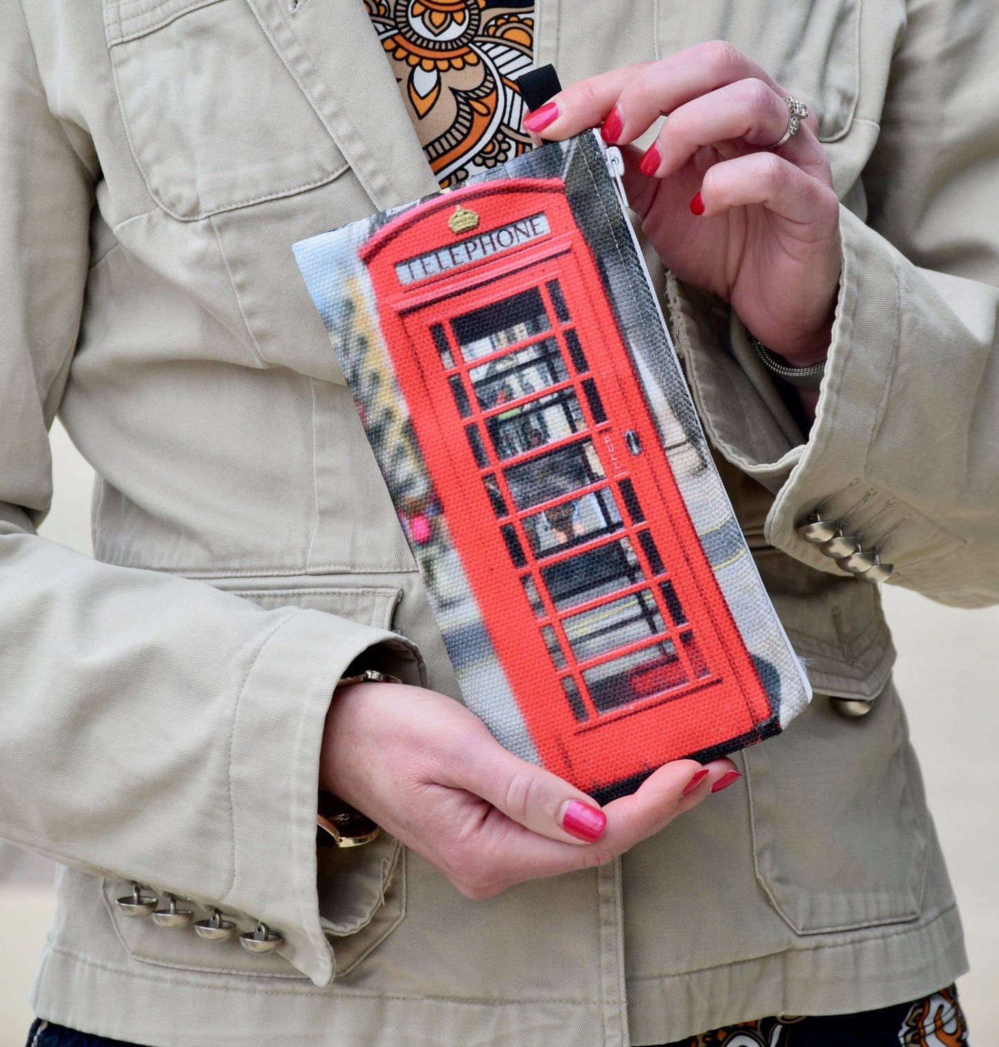 London Makeup Bag - Small Makeup Bag of a London Telephone Booth