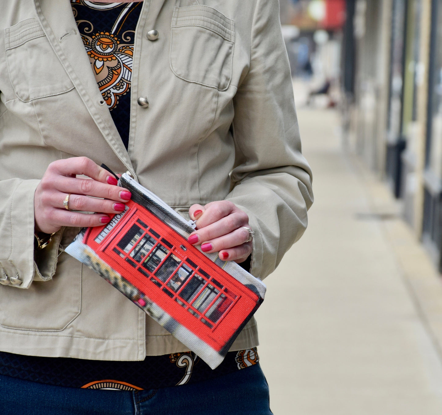 London Makeup Bag - Small Makeup Bag of a London Telephone Booth