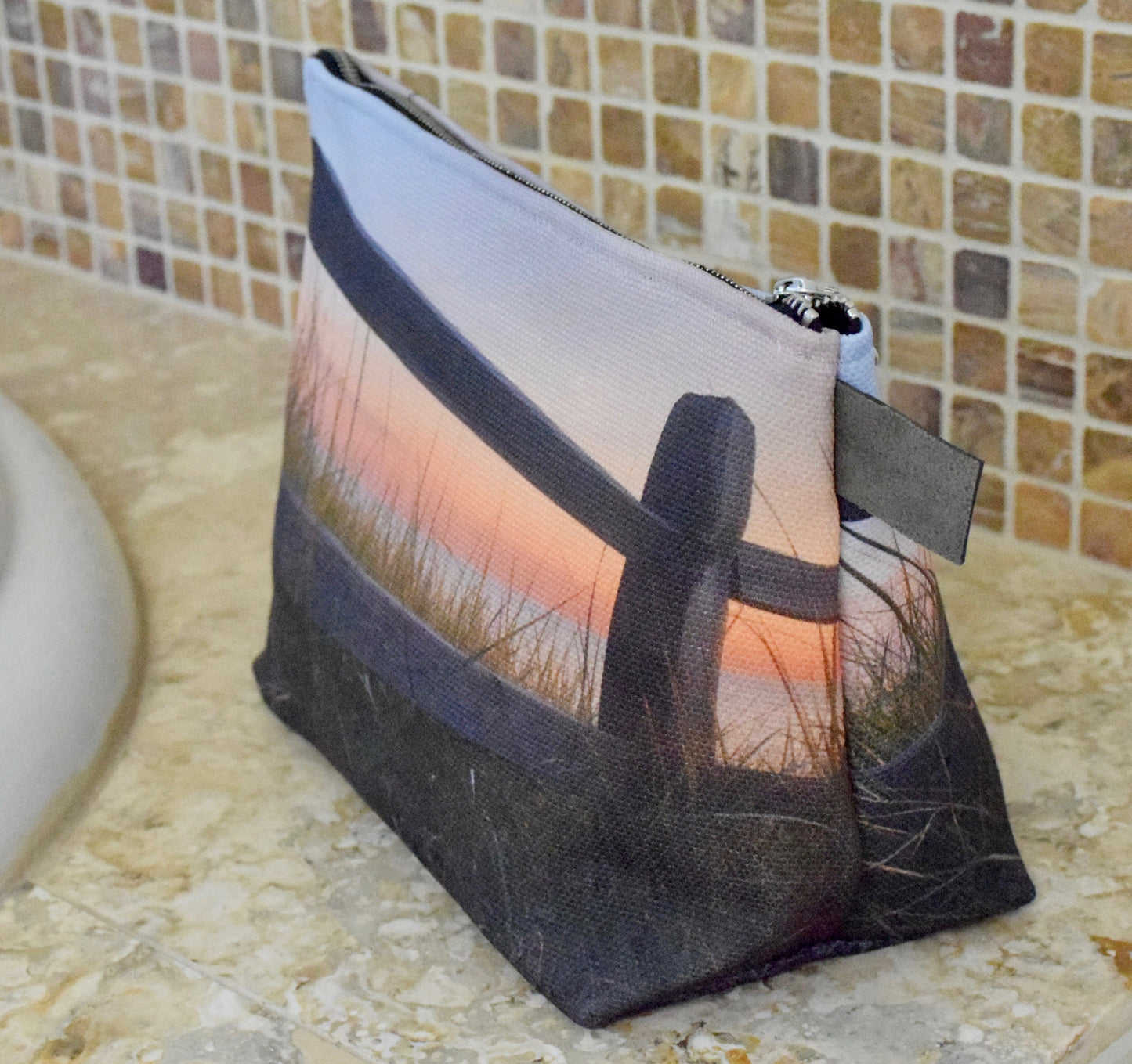 Sunset Beach Makeup Bag - Travel Makeup Bag of the Beach at Sunset