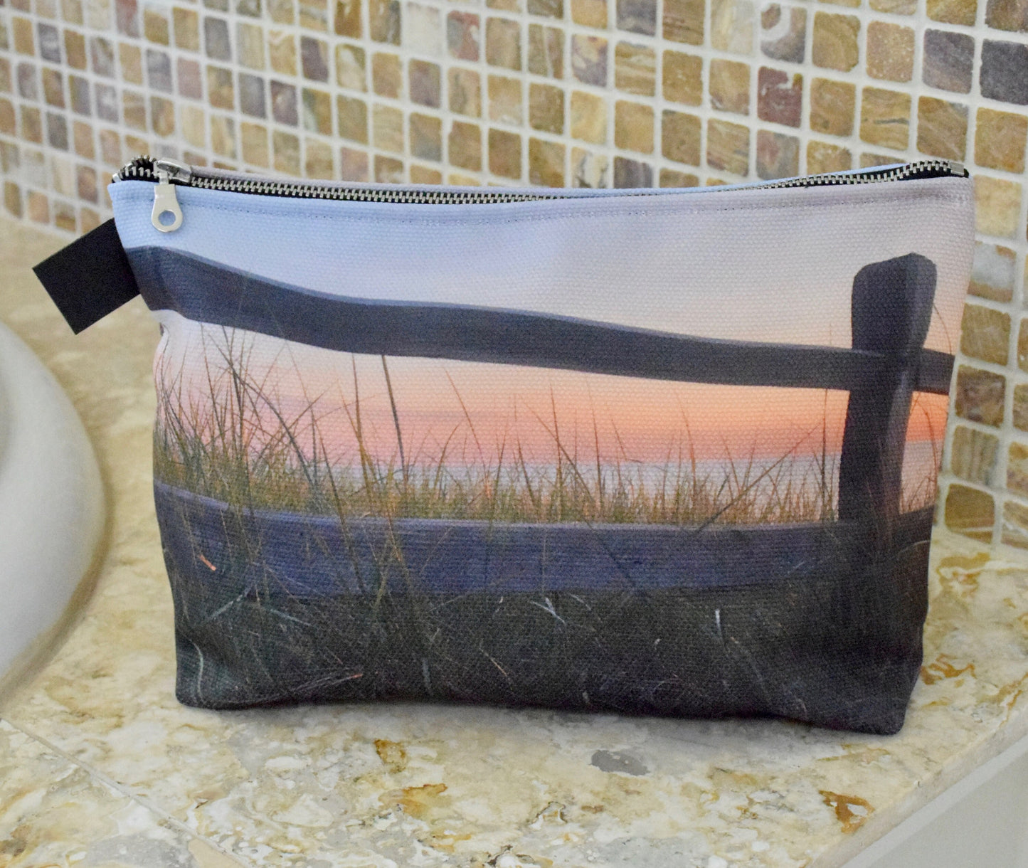 Sunset Beach Makeup Bag - Travel Makeup Bag of the Beach at Sunset