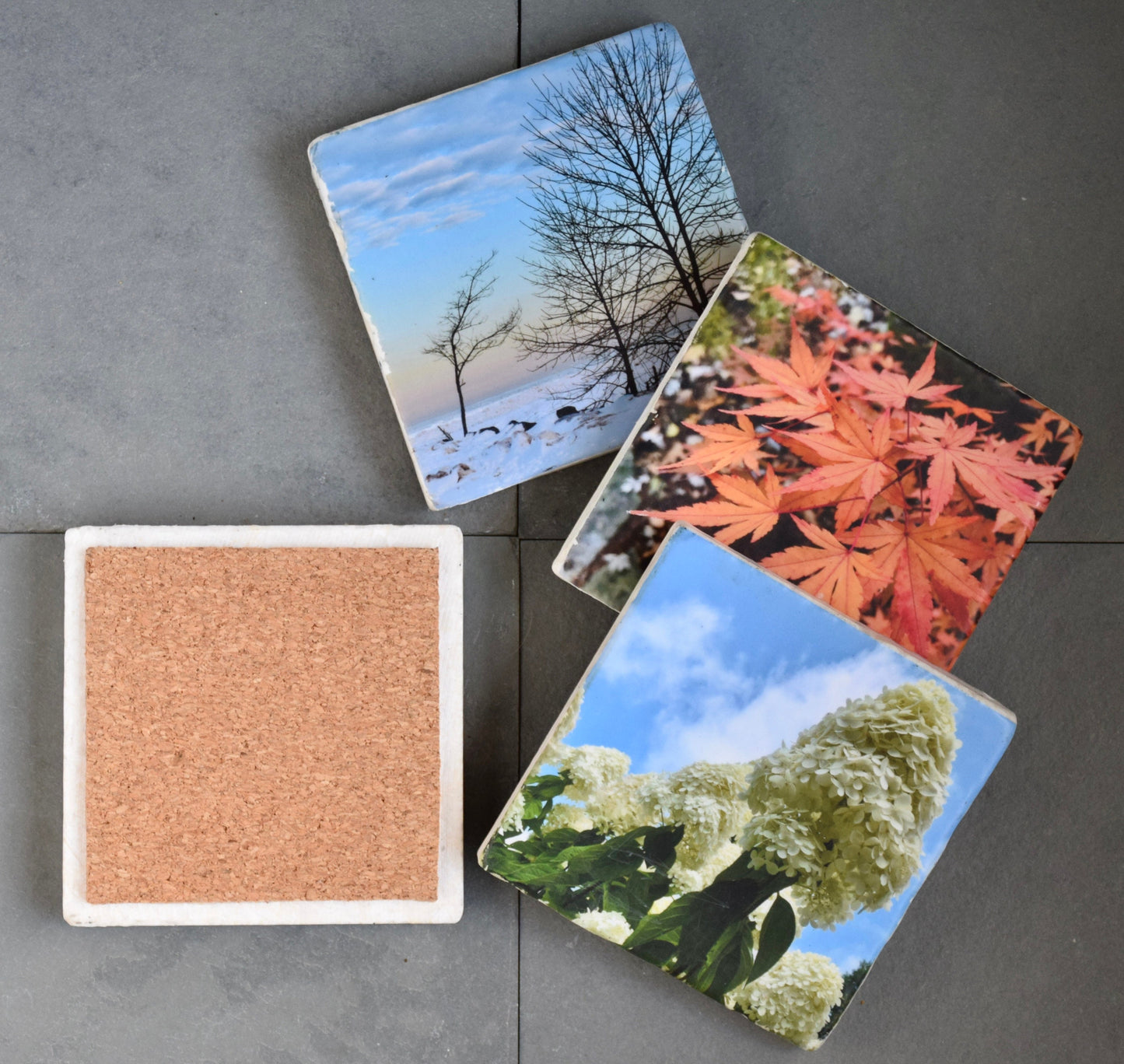 Seasonal Stone Coasters - Spring, Summer, Fall, Winter Coaster Set