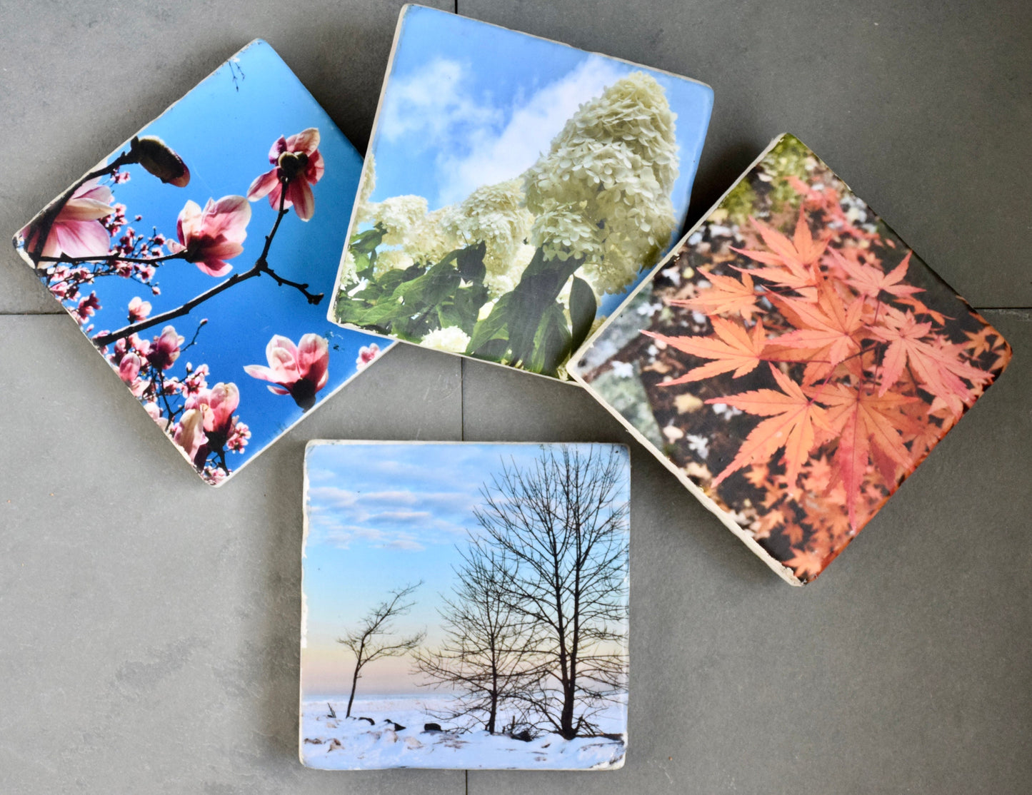 Seasonal Stone Coasters - Spring, Summer, Fall, Winter Coaster Set