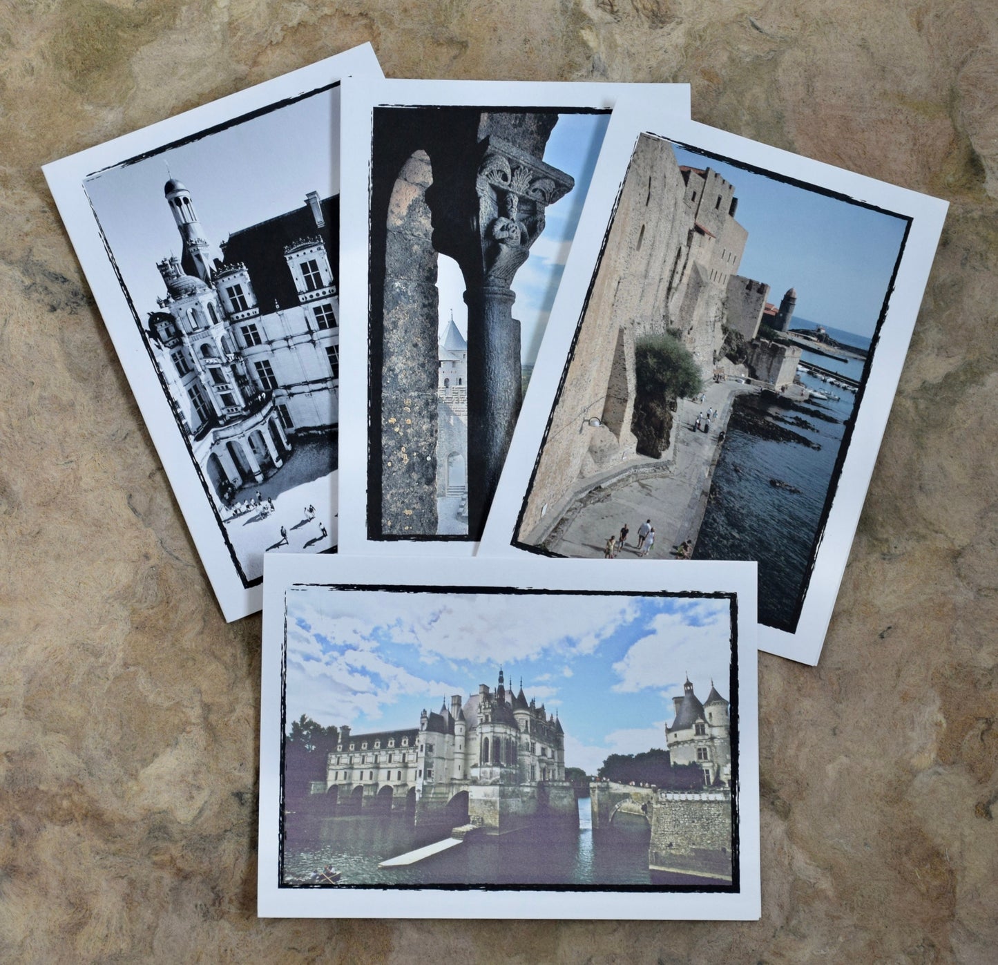 France Greeting Cards - Hand Printed Cards Loire Valley, Carcassonne